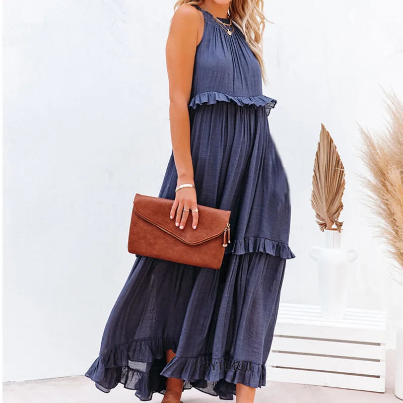 Summer Vacay Style Leace-up Loose Dress