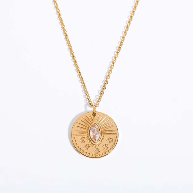 18K Gold Sun Moon Necklace